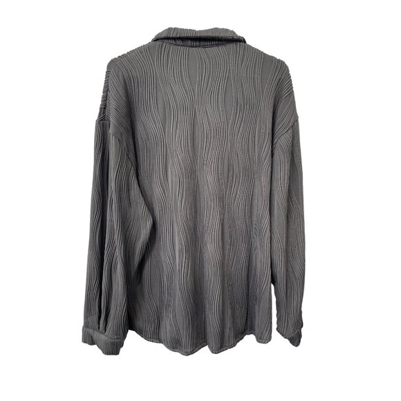 Dazy Shirt Size XL Textured Button Front Long Sleeve Gray Career Business Casual - Picture 3 of 8